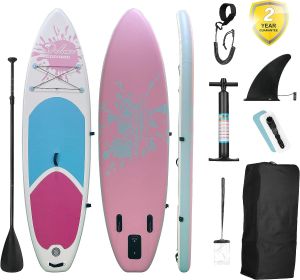 Inflatable Stand Up Paddle Board â€“ Simple Deluxe Premium SUP for All Skill Levels, Pink Paddle Boards for Adults & Youth