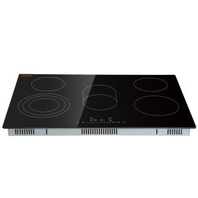 VEVOR Built in Electric Stove Top, 30.3 x 20.5 inch 5 Burners, 240V Glass Radiant Cooktop with Sensor Touch Control, Timer & Child Lock Included, 9 Po