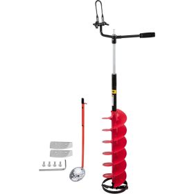 VEVOR Ice Drill Auger, 8'' Diameter Nylon Ice Auger, 41'' Length Ice Auger Bit, Auger Drill w/ 14'' Adjustable Extension Rod, Rubber Handle, Drill Ada