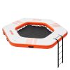 VEVOR Inflatable Floating Dock, √∏8.5FT Inflatable Dock Platform with √∏5FT Trampoline Mesh Pool, Non-Slip Floating Platform Water Mat with Portable B