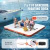 VEVOR Inflatable Floating Dock, 7 x 7FT Inflatable Dock Platform, Non-Slip Water Floating Dock Mat with Portable Carrying Bag & Detachable Ladder, Flo