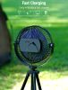 Standing Fan;  10000mAh Portable Rechargeable 8'' Battery Powered Pedestal Fan with Tent Hook 37Hours Working Time Adjustable Tripod 4 Speeds Fan for