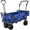 VEVOR Extra Large Collapsible Garden Cart with Removable Canopy, Folding Wagon Utility Carts with Wheels and Rear Storage, Wagon Cart for Garden, Camp