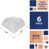 Collapsible Mesh Food Covers for Outdoors 6 pcs, 17" x 17" White Food Umbrella Mesh Cover with Stainless Steel Framework, Washable Camping Food Tent,