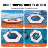 VEVOR Inflatable Floating Dock, √∏8.5FT Inflatable Dock Platform with √∏5FT Trampoline Mesh Pool, Non-Slip Floating Platform Water Mat with Portable B