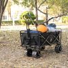 Foldable Beach Wagon Cart with Big Wheels for Sand All Terrain Collapsible Heavy Duty Wagon Utility Carts with Cargo Net/Straps/Fishing Holder for Out