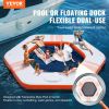 VEVOR Inflatable Floating Dock, √∏8.5FT Inflatable Dock Platform with √∏5FT Trampoline Mesh Pool, Non-Slip Floating Platform Water Mat with Portable B