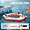 VEVOR Inflatable Floating Dock, √∏8.5FT Inflatable Dock Platform with √∏5FT Trampoline Mesh Pool, Non-Slip Floating Platform Water Mat with Portable B