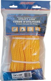 \S Hollow Braid Rope 1/4"X100' Yel