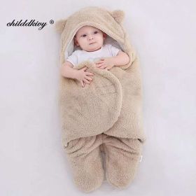 Soft Newborn Baby Wrap Blankets Baby Sleeping Bag Envelope For Newborn Sleepsack Cotton thicken Cocoon for baby 0-9 Months (Color: kahai-Flannel, size: 6M)