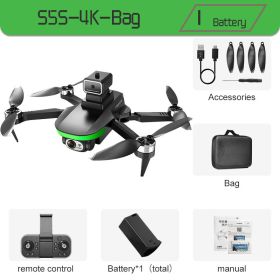 S5S Mini Drone 4k Profesional 8K HD Camera Obstacle Avoidance Aerial Photography Brushless Foldable Quadcopter 1.2km (Color: Black-Dual4K-Bag-1B)