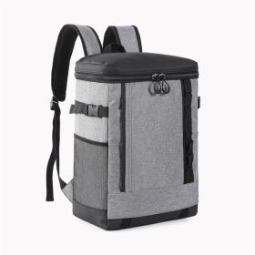 Double Shoulder Thermal Insulation Backpack for Outdoor Picnic (Color: Gray, Type: Picnic Backpack)