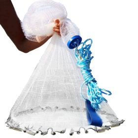 Fishing Cast Net Bait Trap Easy Throw Heavy Duty Hand Cast Net with Chain Sinker Bottom Spread (Radius: 8FT)