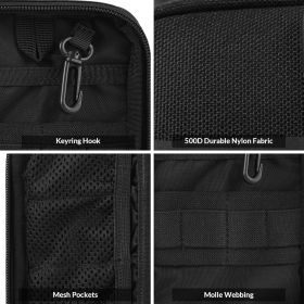 EDC Pouch Tool Pocket Organizer Molle Tool Pouch For Men, Nylon Compact Organizer For Multitools (Color: Black)