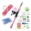 Kids Fishing Pole Set Fishing Starter Kit Telescopic Fishing Rod and Reel Combo Kit with Tackle Box 56Pcs Fishing Lures for Boys Girls