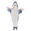 Wearable Shark Sleeping Bag Shark Onesie X-XXL Size Soft Comfortable Flannel Blanket With Zipper Suitable For Adult Children Height 4.2FT to 5.5FT