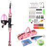 Kids Fishing Pole Set Fishing Starter Kit Telescopic Fishing Rod and Reel Combo Kit with Tackle Box 56Pcs Fishing Lures for Boys Girls